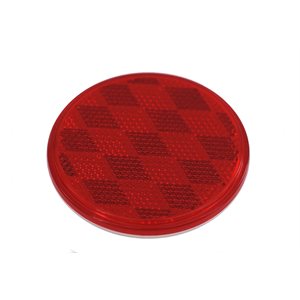 REFLECTOR, 3-3 / 16" ROUND, RED LENS, ADHESIVE-BACKED