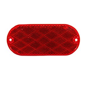 REFLECTOR, 4-5 / 16" X 1-7 / 8" OVAL, RED LENS, ADHESIVE-BACKED & SCREW MNT